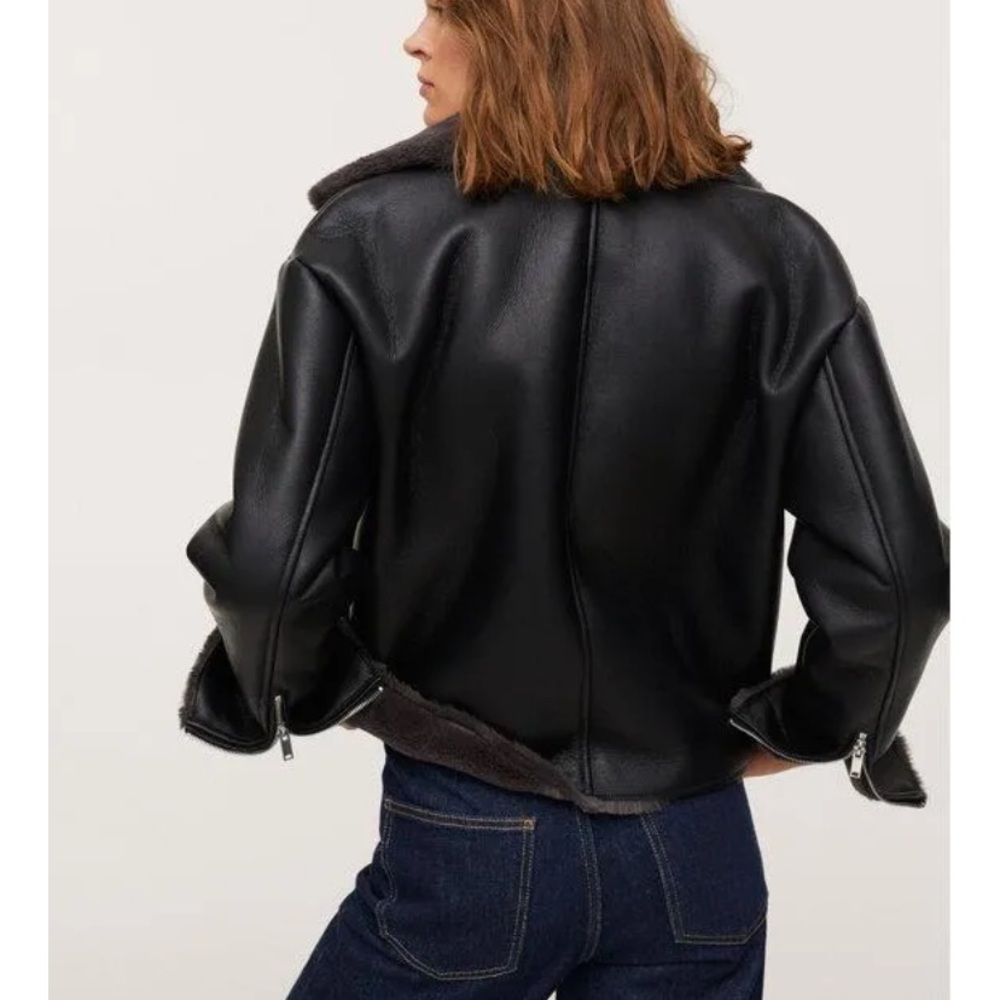 Mango Oversized Aviator Jacket with Shearling Lining NEVER WORN no tags - Picture 4 of 9